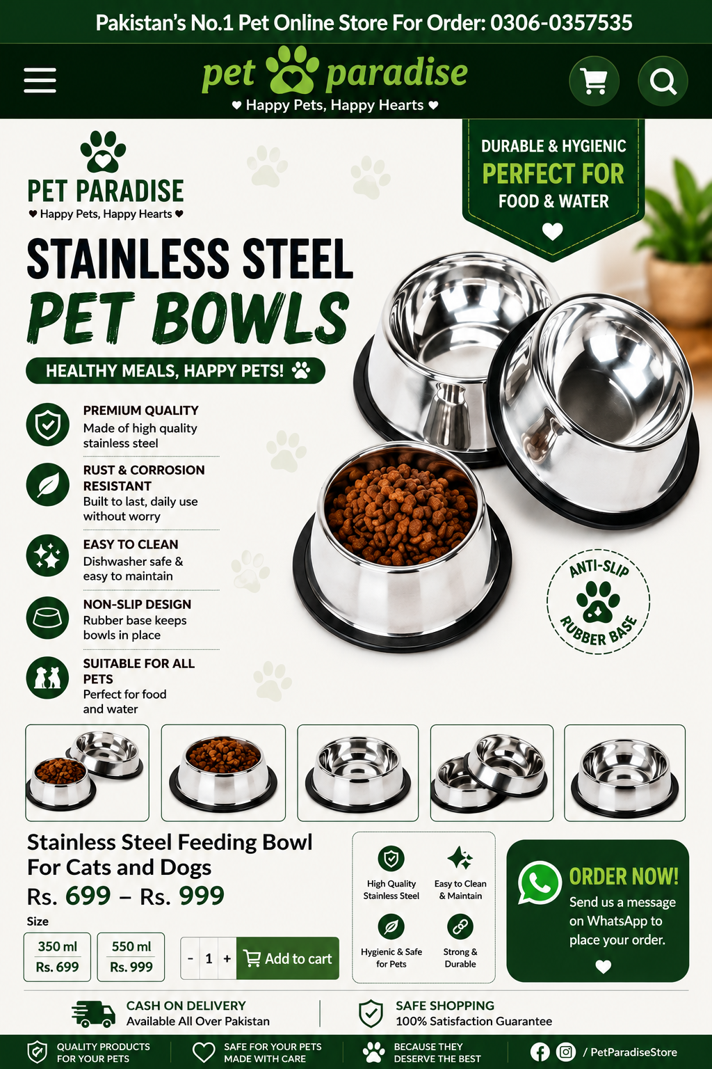 Premium Stainless Steel Pet Feeding Bowl for Cats & Dogs