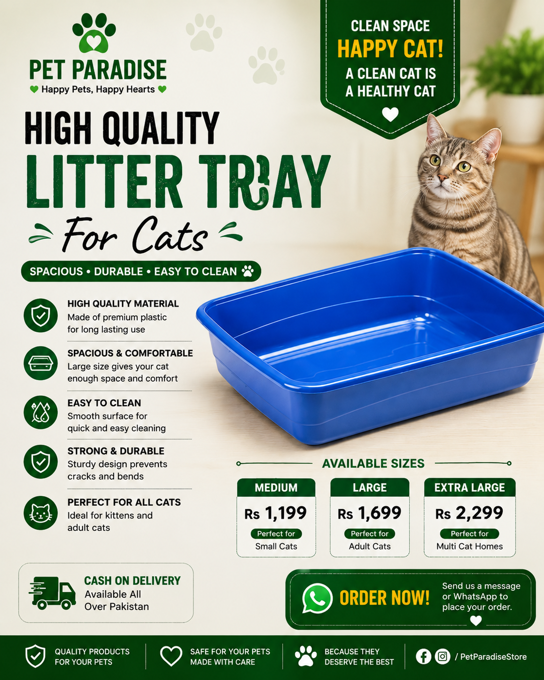 High Quality Cat Litter Box – Medium, Large & Extra Large (Copy)