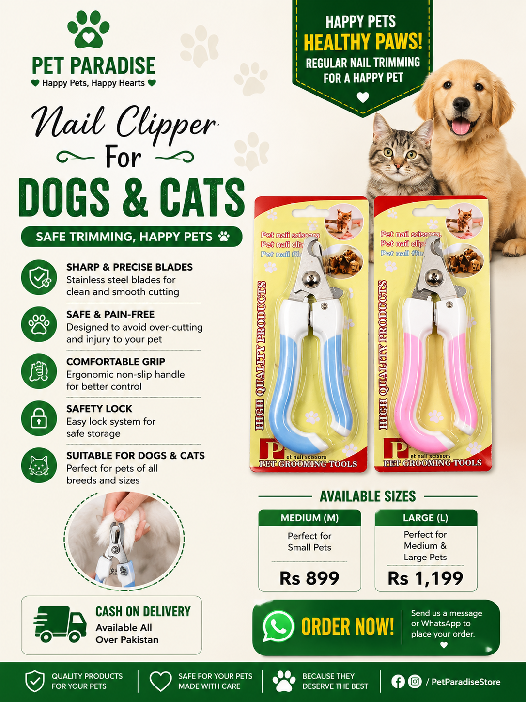 Premium Pet Nail Clipper for Dogs & Cats | Pet Paradise Store