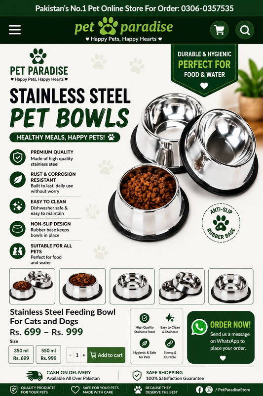 Premium Stainless Steel Pet Feeding Bowl for Cats & Dogs (Copy)